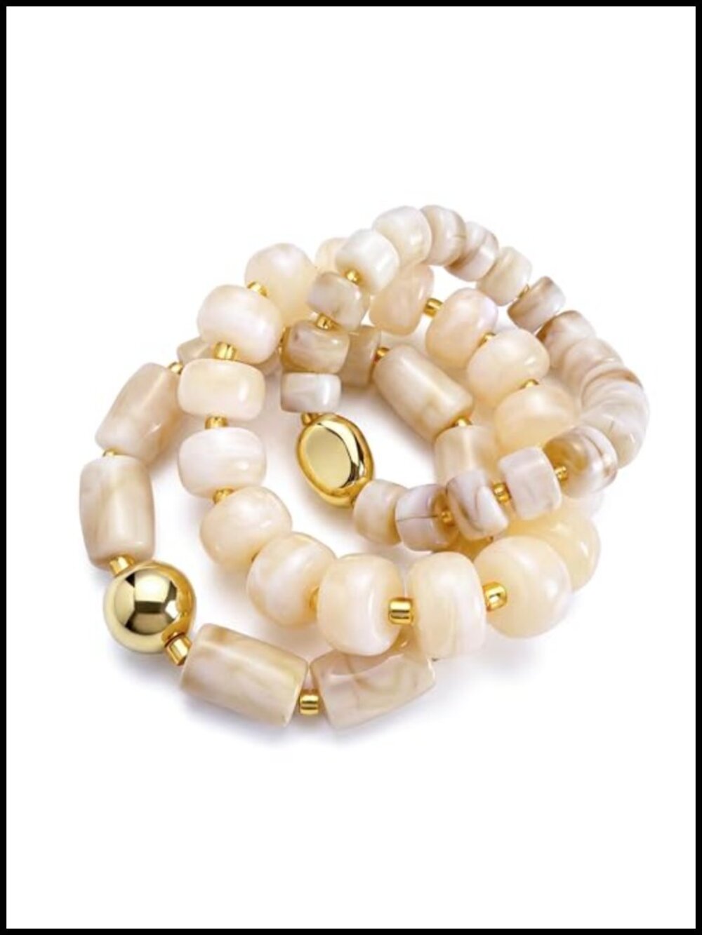 Chunky Beaded Resin Stretchy Bangle Bracelet Stack Set Boho Jewelry for Women